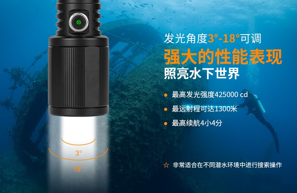 OrcaTorch91香蕉短视频污下载(jīng) D720新款潛水手電,聚光(guāng)潛水照明,超遠射程潛水手電,手持式水(shuǐ)下照明